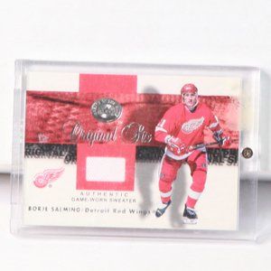 Borje Salming Fleer Tailor Made Game-Worn Jersey Hockey Card Detroit Red…